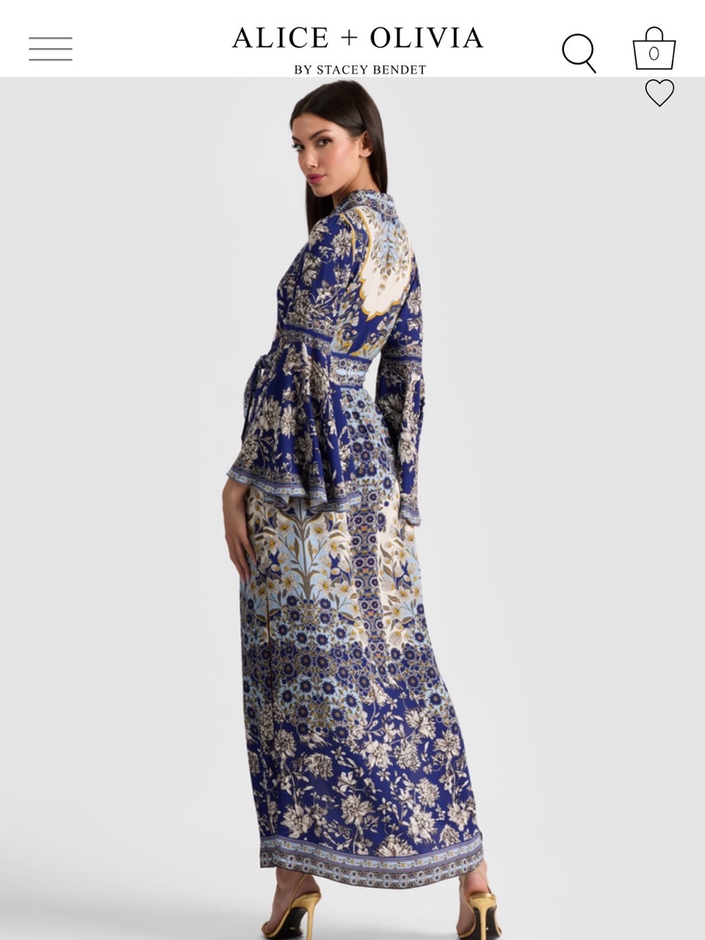 Alice + Olivia Blue and Yellow Floral Maxi Dress XS - Picture 4 of 7